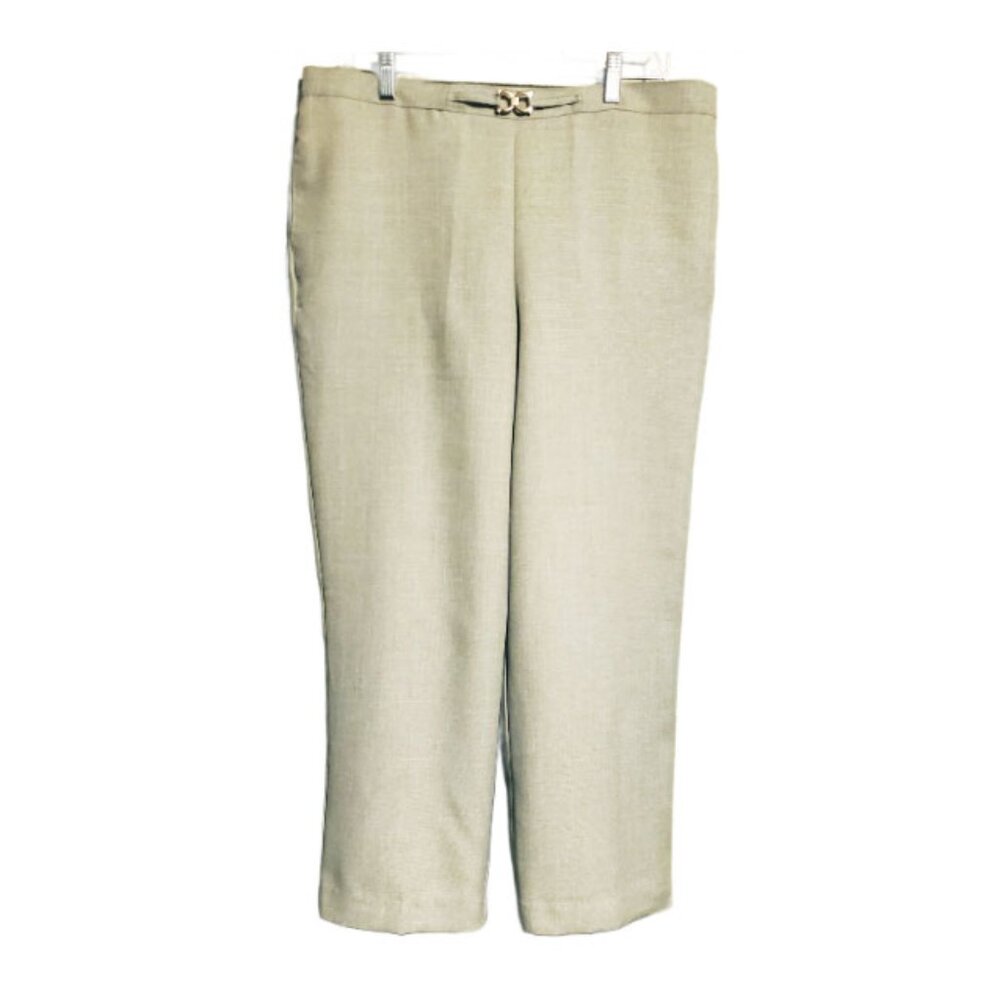 Alfred Dunner Women's Pant Pastel Green Straight Leg Pull - Tiktok Viral Style